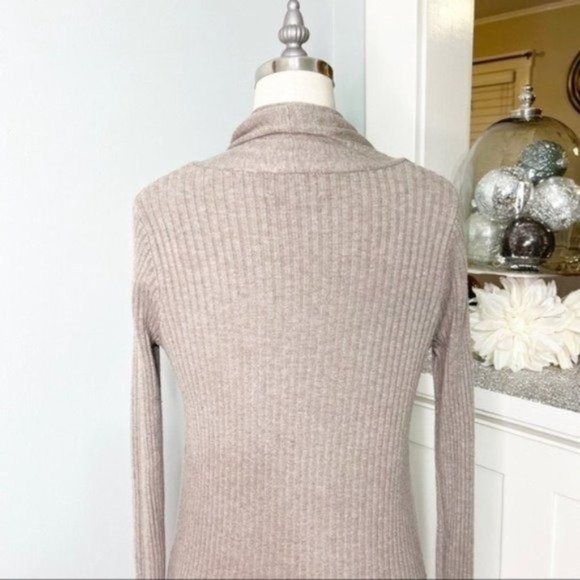 Dreamers Open Front Ribbed Cardigan Long Mocha Small Medium - Picture 6 of 9